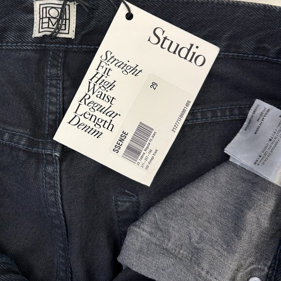 TOTEME Faded Cotton Regular-Fit Straight-Leg Denim Jeans (Vintage Black) - Picture 15 of 16